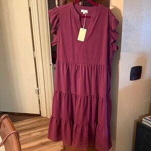 Ruffled Plum Brand New Midi Dress